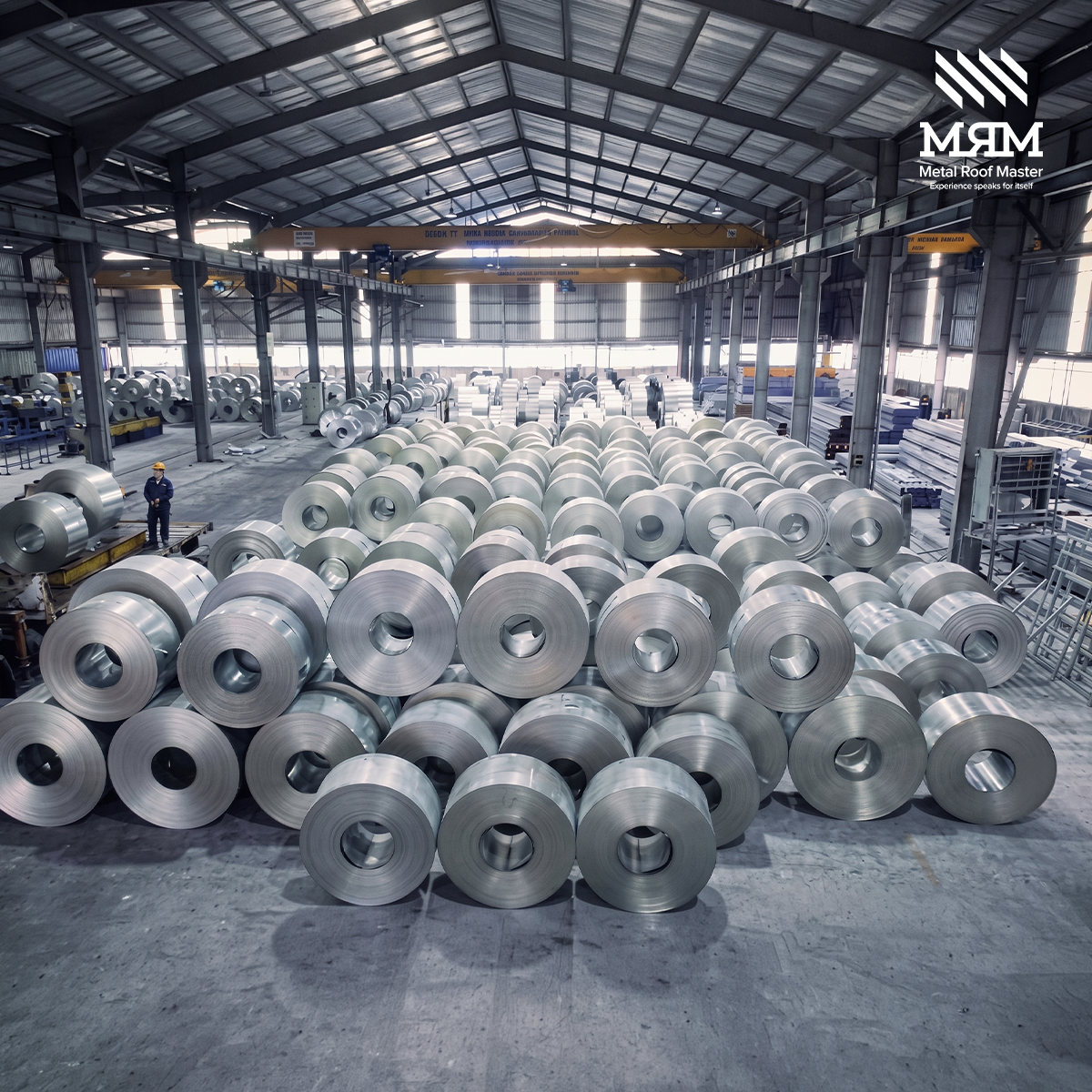 GI steel coil staged for export at MRM Steel's Miami warehouse
