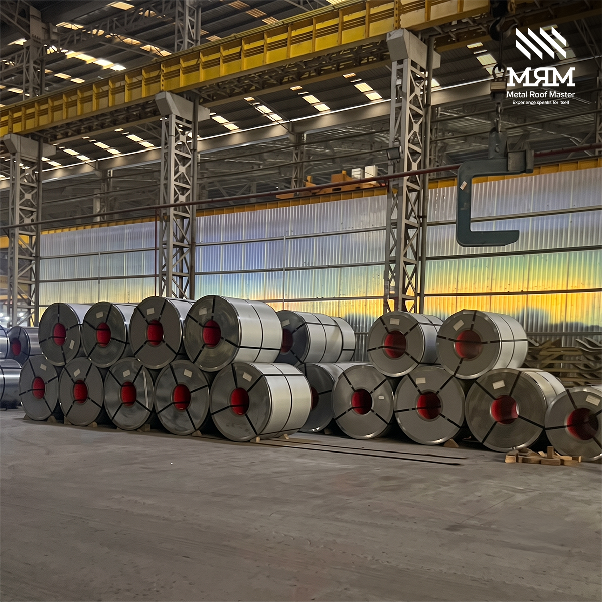 Pre-engineered metal building framing components staged for a customer order